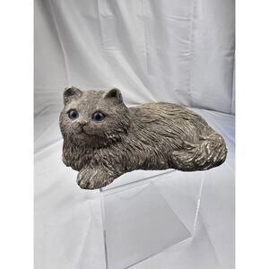 Sandicast Cat Figure Grey  & Blue Eyed by Sandra Brue 1981‎  8”
